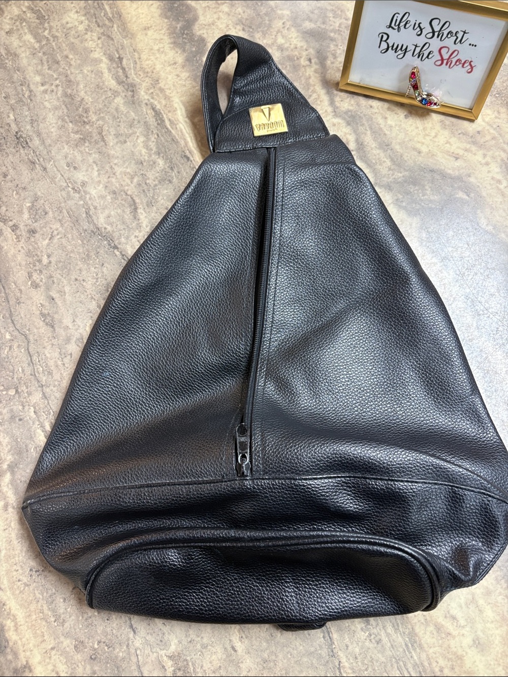 Vavoom Black Leather Sling Bag